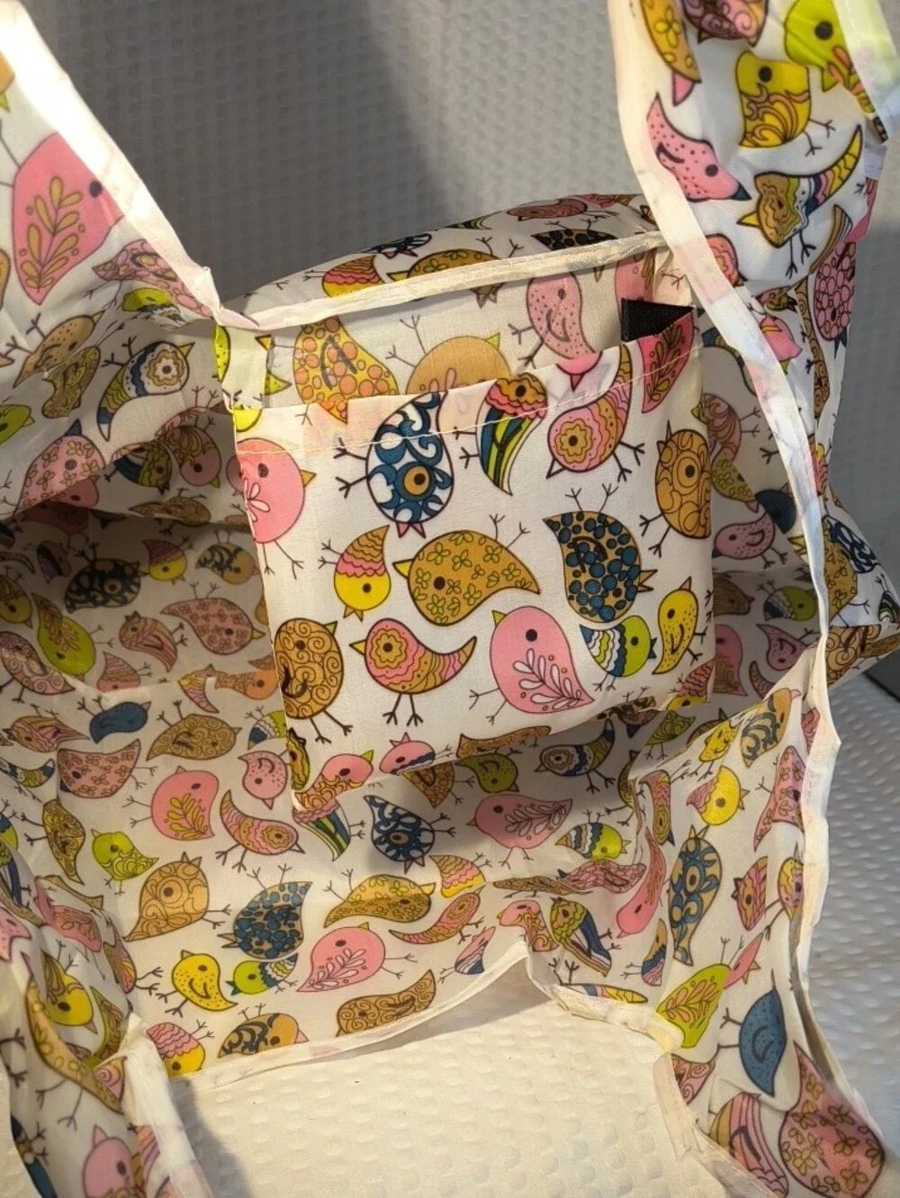 Stylish Multicolor Bird-Print Women's  Tote Bag Foldable